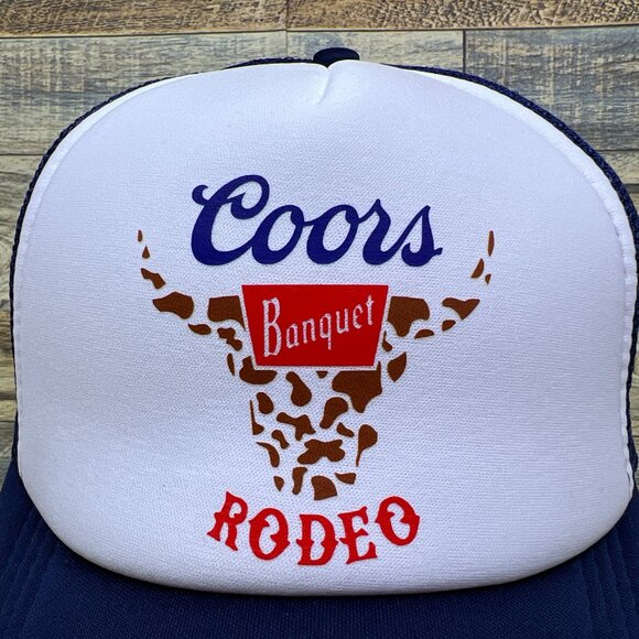 Cowboy Beer Mens Trucker Hat Navy Snapback Rodeo Cowboy Beer Baseball Cap - Picture 2 of 7